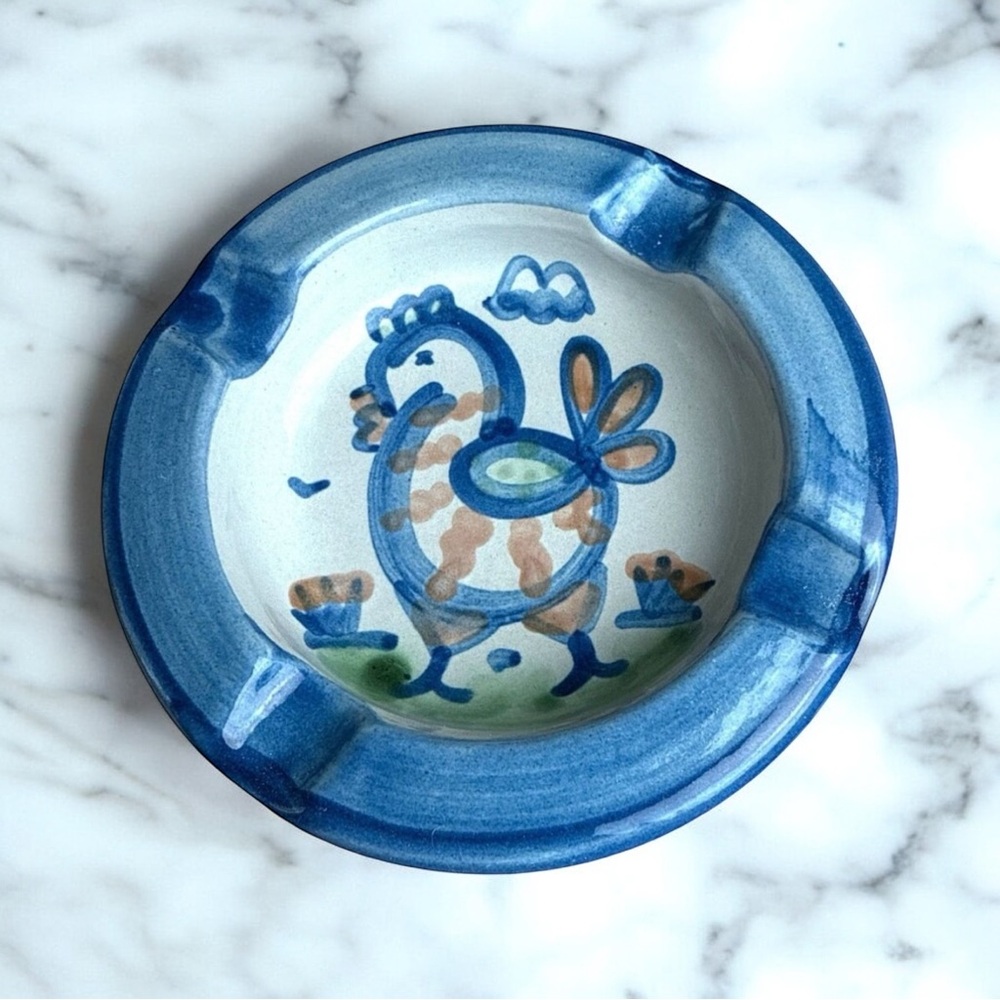 Vintage M.A. Hadley Pottery Rooster Ashtray Trinket Dish USA Farmhouse Decor
